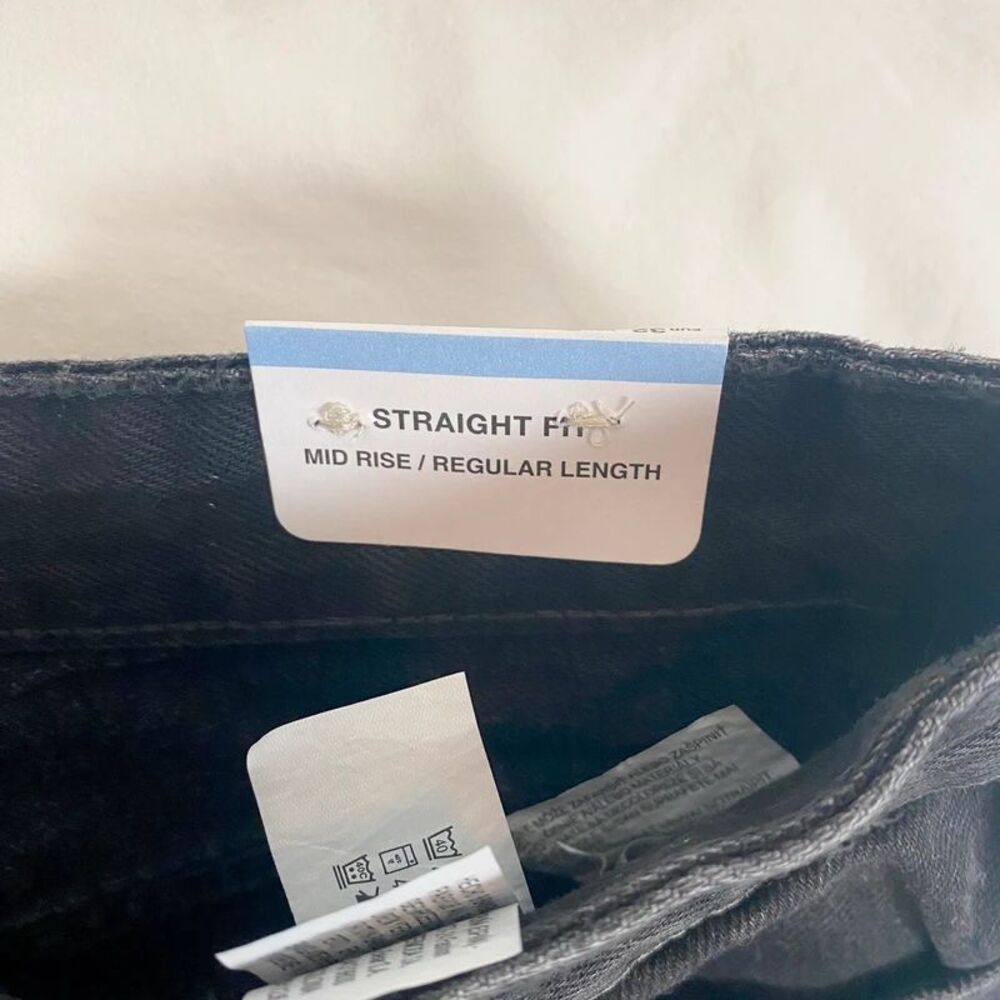 NWT black Pull & Bear Mid Waist Straight Leg Jeans Size 0 - Picture 7 of 12